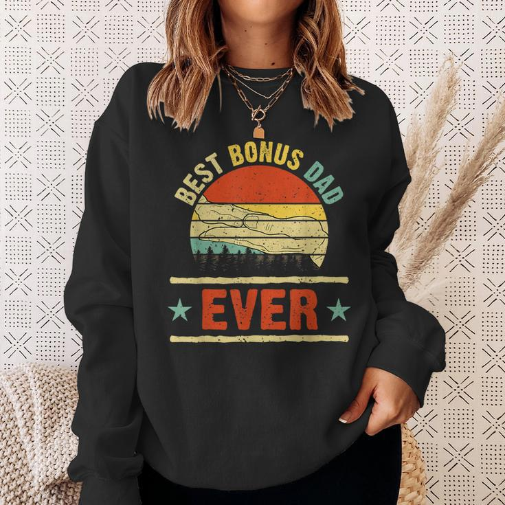 Best Bonus Dad Ever Vintage Sunset Funny Fathers Day Gift Sweatshirt Gifts for Her