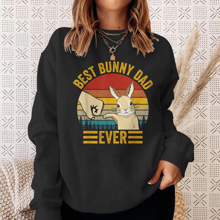 Best Bunny Dad Ever Vintage Rabbit Lover Father Pet Rabbit Sweatshirt Gifts for Her
