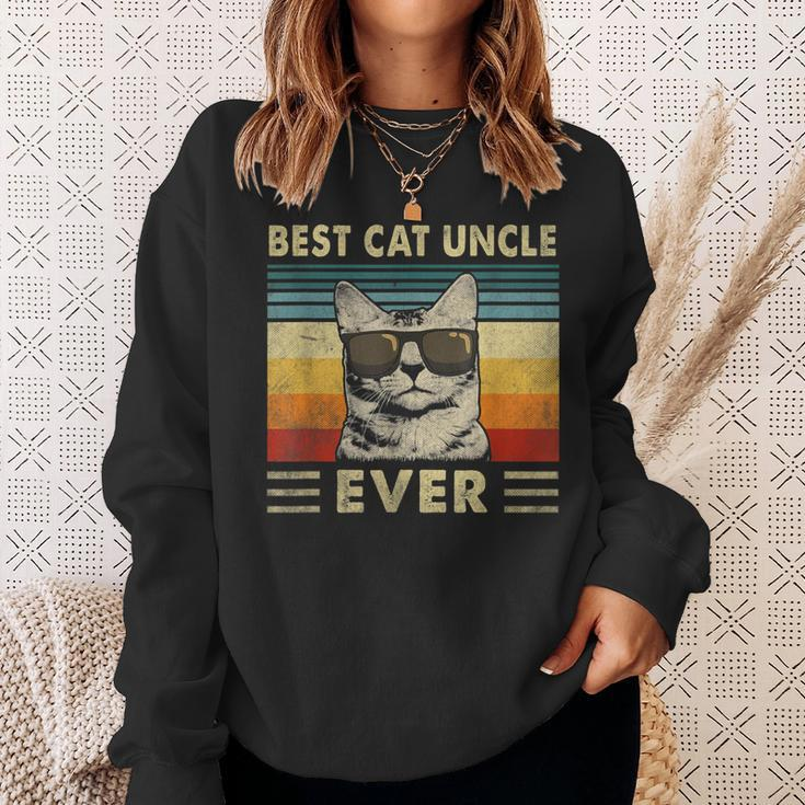 Best Cat Uncle Ever Vintage Retro Cat Dad Father Day Sweatshirt Gifts for Her