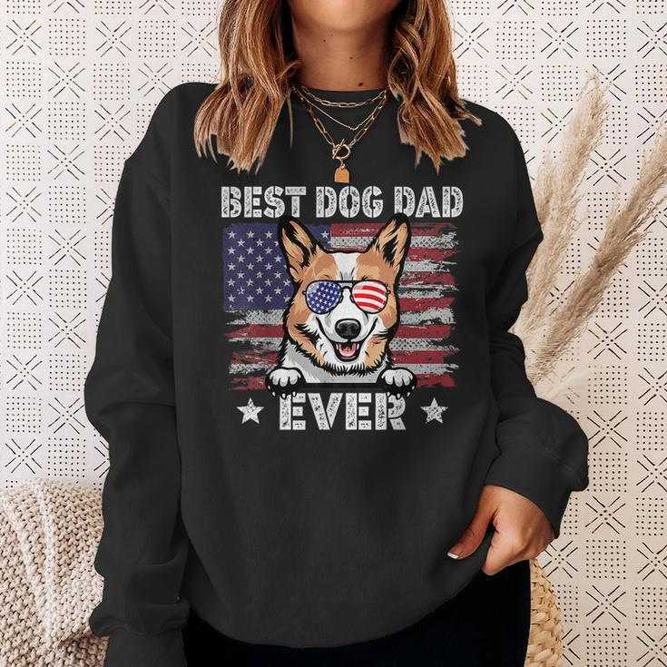 Best Corgi Dad Ever American Flag Fathers Day Sweatshirt Gifts for Her