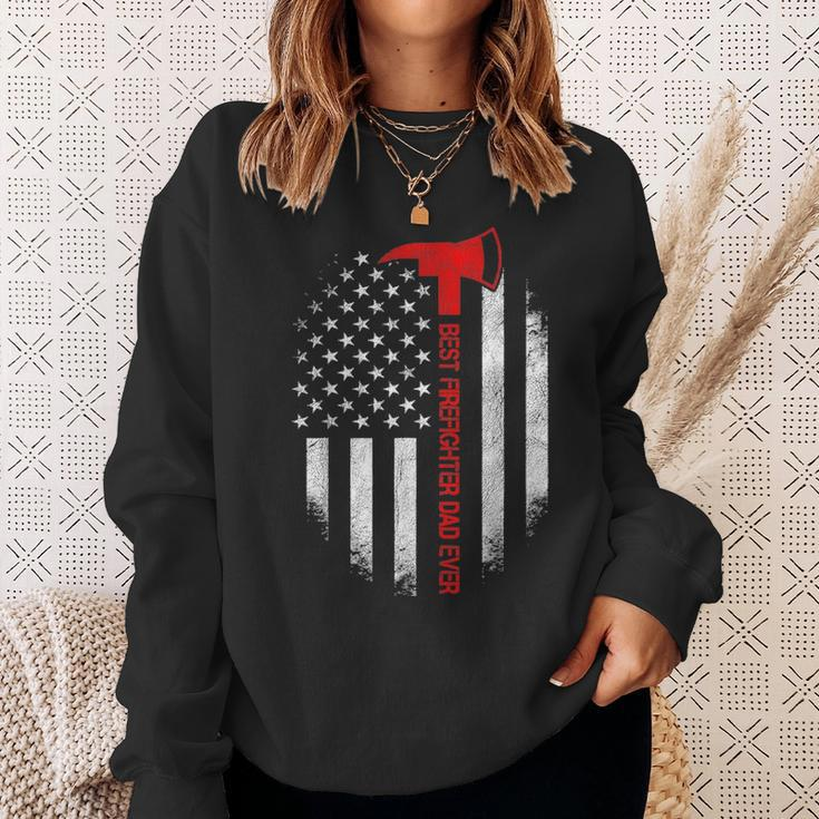 Best Firefighter Dad Ever American Flag Fathers Day V2 Sweatshirt Gifts for Her