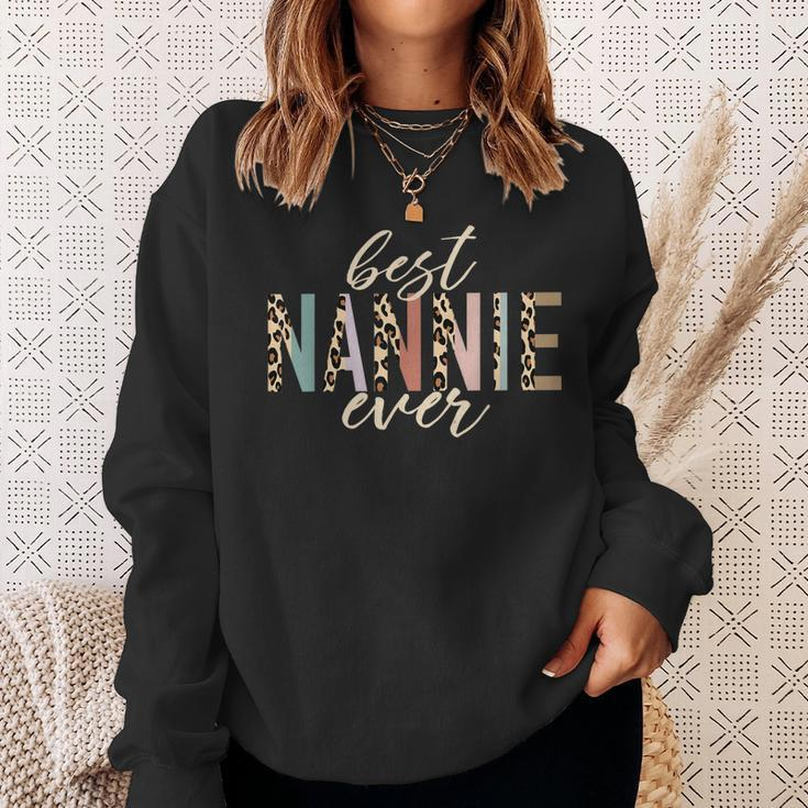 Best Nannie Ever Gifts Leopard Print Mothers Day Sweatshirt Gifts for Her