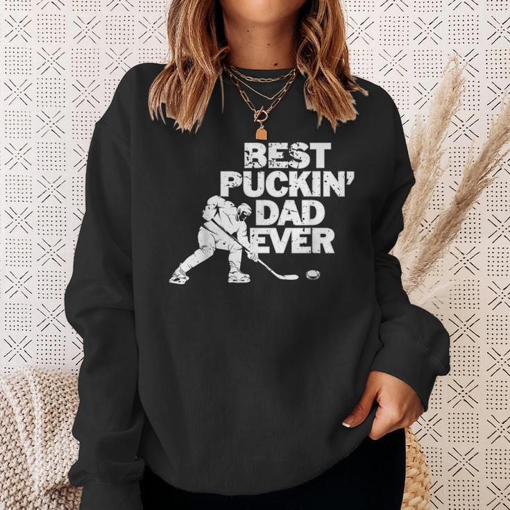 Best Puckins Dad Ever Cool Ice Hockey Gift For Father Sweatshirt Gifts for Her