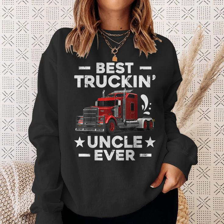 Big Rig Trucker Gift Men Best Truckin Uncle Ever Sweatshirt Gifts for Her