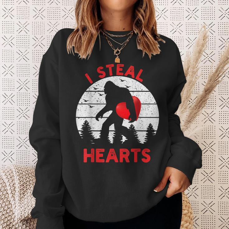 Bigfoot Sasquatch Yeti Believe I Steal Hearts Valentines Day Sweatshirt Gifts for Her