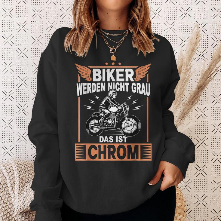 Biker Grau Chrom Motorrad Motorradfahrer Motorradfahren Sweatshirt Geschenke für Sie