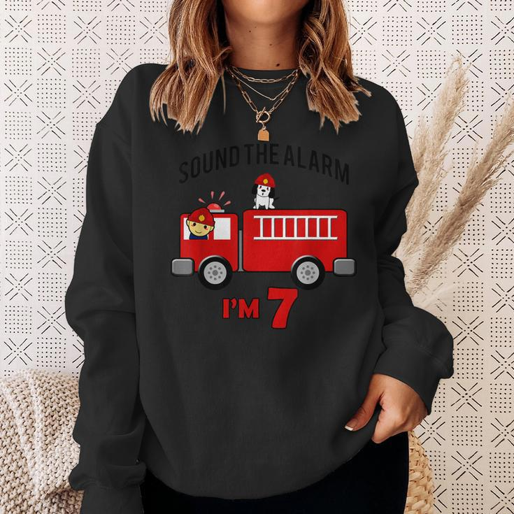 Birthday 7 Year Old Fire Fighter Truck | Firetruck Sweatshirt Gifts for Her
