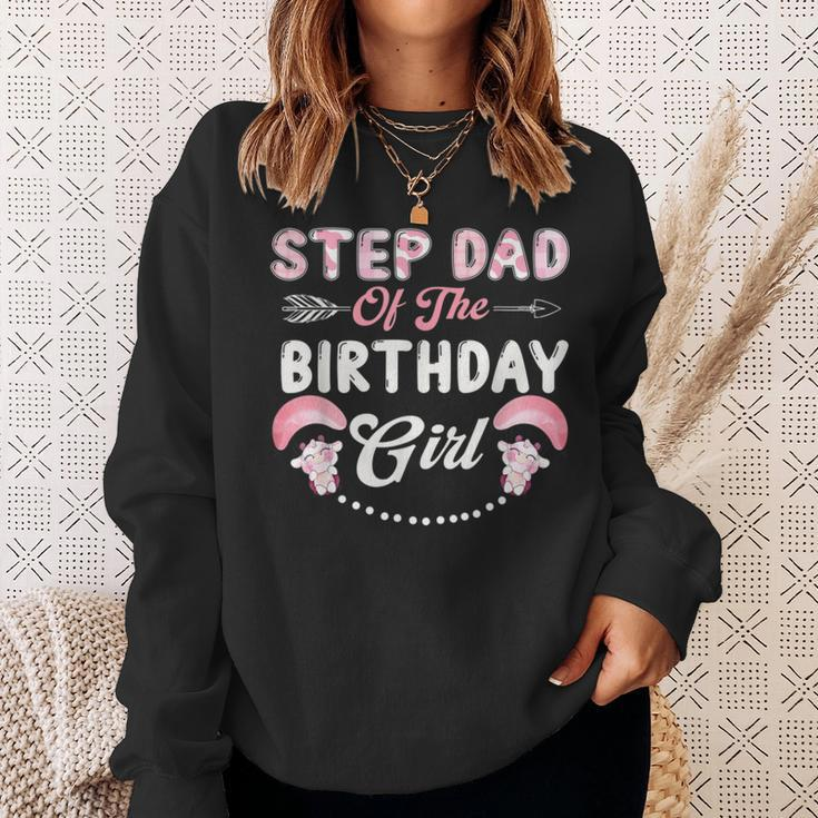 Birthday Cow Step Dad Of The Birthday Girl Farming Barnyard Sweatshirt Gifts for Her