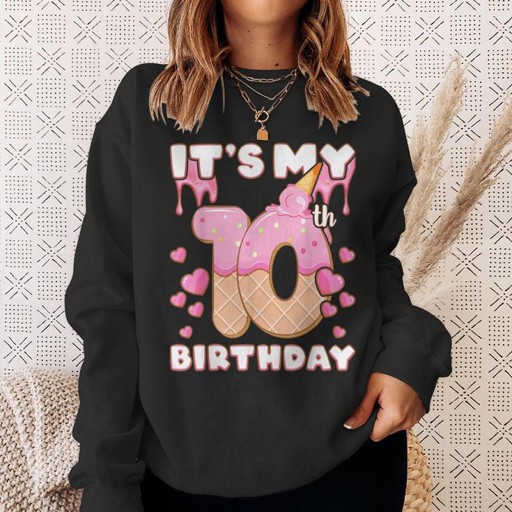 Birthday Girl 10 Years Ice Cream Its My 10Th Birthday Sweatshirt Gifts for Her