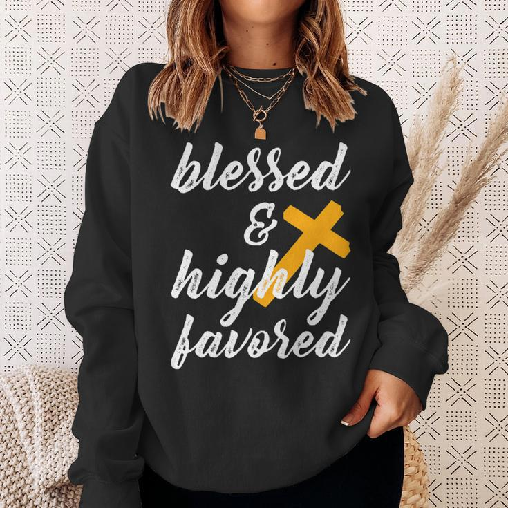 Blessed And Highly Favored- Blessed Favored Fitted Men Women Sweatshirt Graphic Print Unisex Gifts for Her