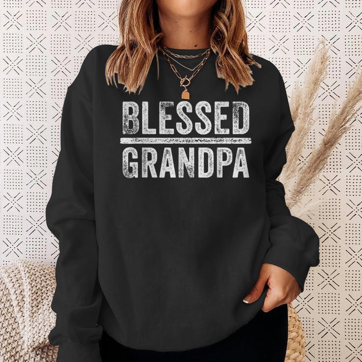 Blessed Grandpa Dad Granddad Fathers Day Funny Vintage Sweatshirt Gifts for Her