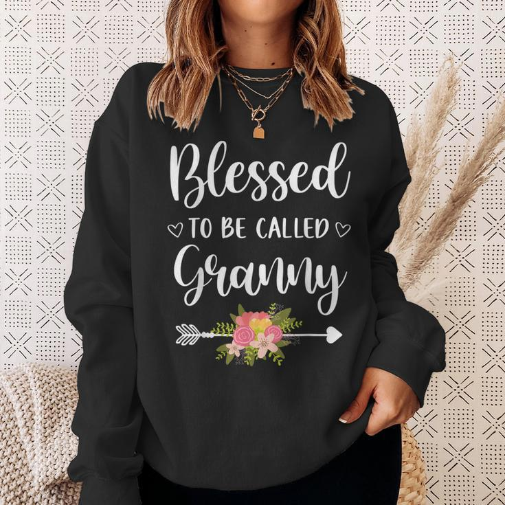 Blessed To Be Called Granny Women Flower Decor Grandma Sweatshirt Gifts for Her