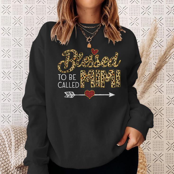 Blessed To Be Called Mimi Leopart Red Plaid Buffalo Xmas Sweatshirt Gifts for Her