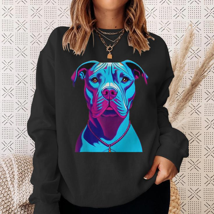 Blue Pitbull Amstaff Design Sweatshirt Gifts for Her