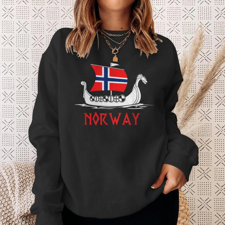 Boat Norwegian Flag Norway Viking Ship Norway Sweatshirt Gifts for Her