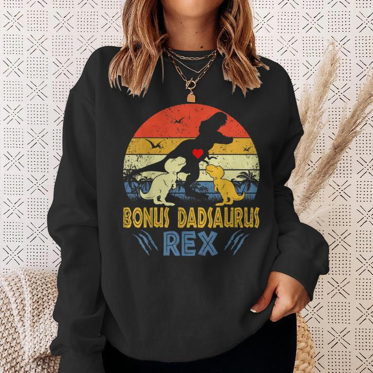 Bonus Dad SaurusRex Dinosaur Dad 2 Kids Family Matching Sweatshirt Gifts for Her