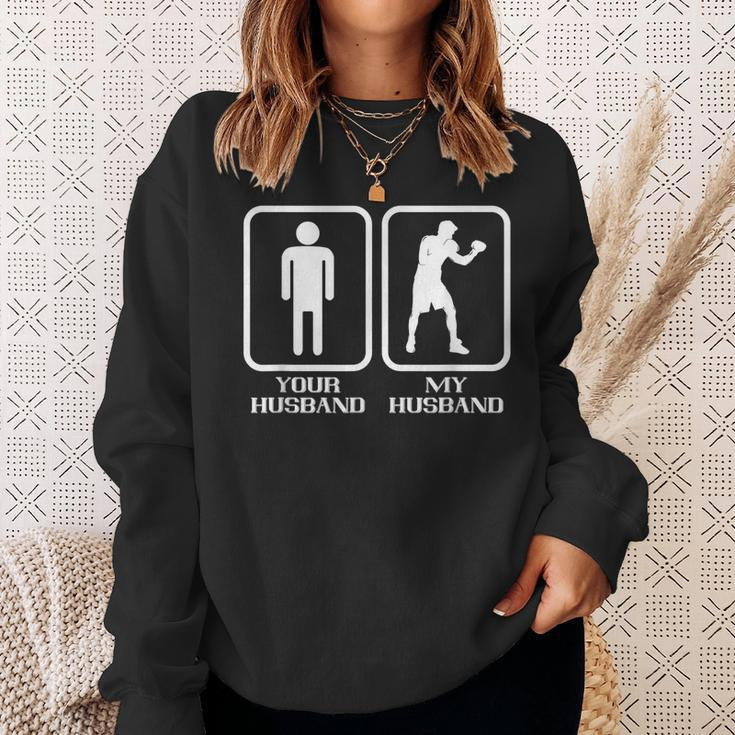 Boxing My Husband Boxer Kickboxer Boxing Gloves Kickboxing Sweatshirt Gifts for Her