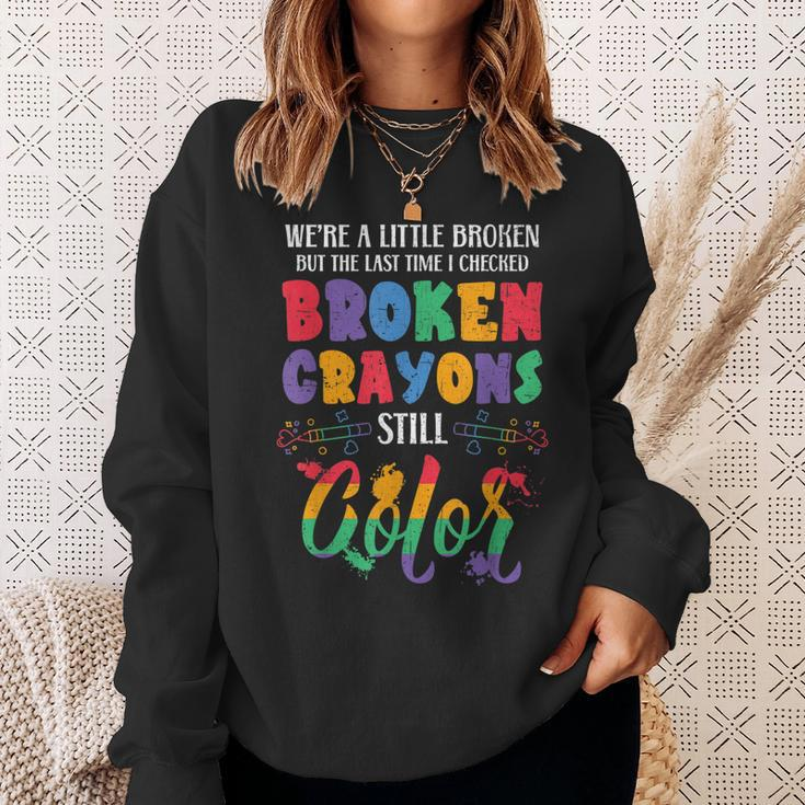 Broken Crayons Still Color Mental Health Awareness Supporter Sweatshirt Gifts for Her