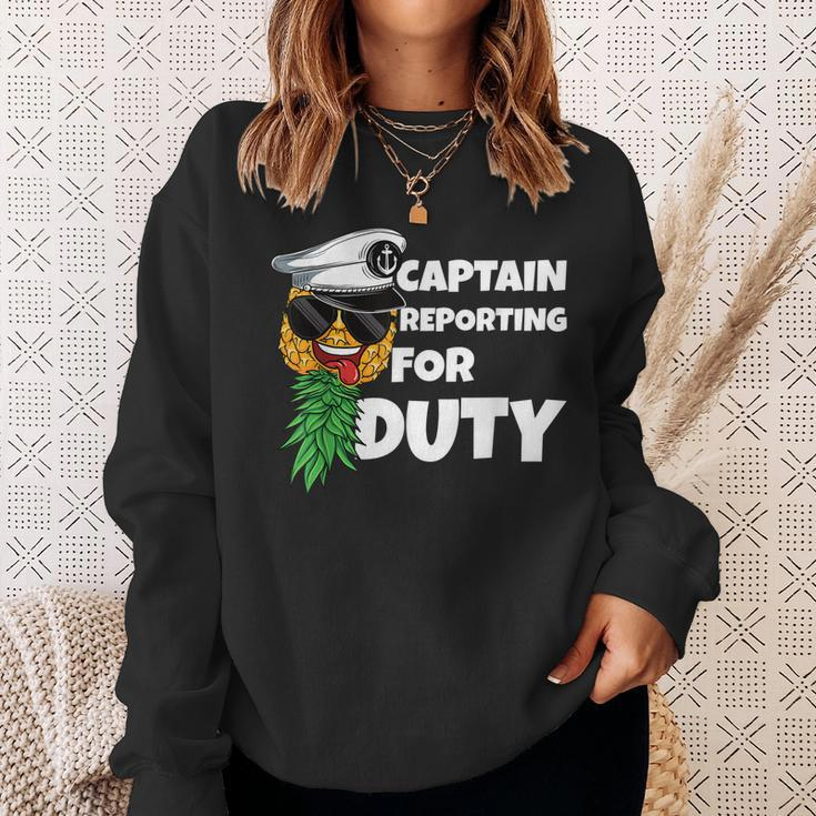 Captain Reporting For Duty Upside Down Pineapple Swinger Men Sweatshirt Gifts for Her