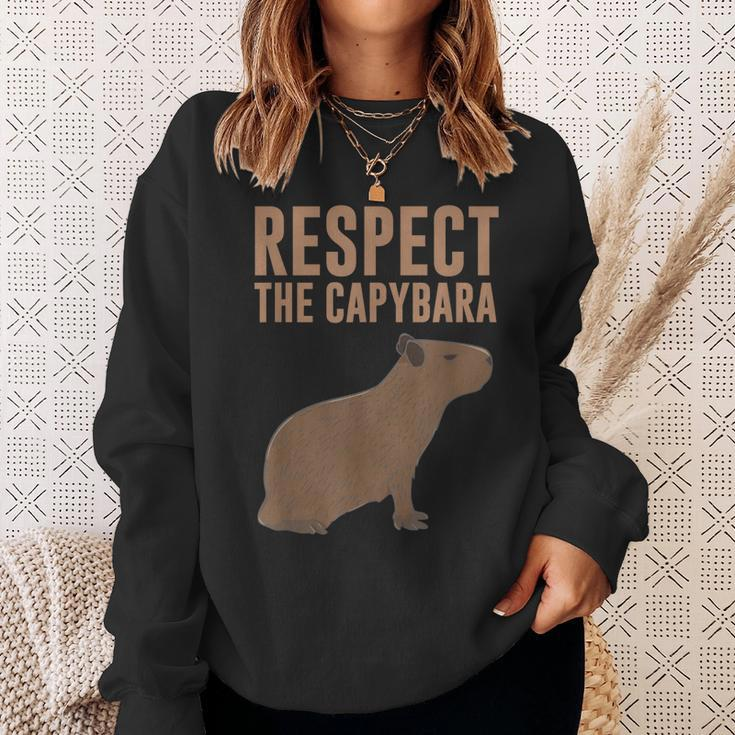 Capybara Gifts Respect The Capybara Cute Animal Sweatshirt Gifts for Her