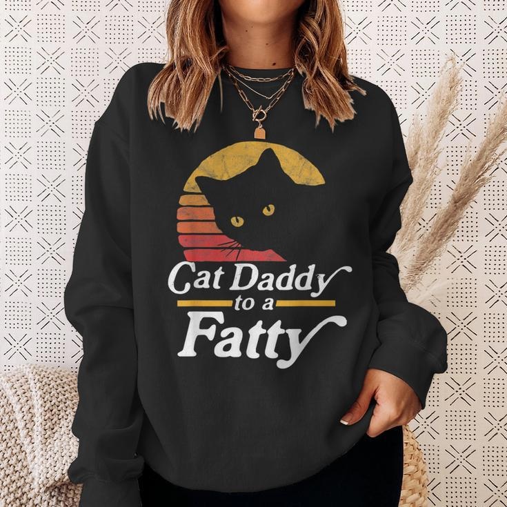 Cat Daddy To A Fatty Funny Vintage 80S Sunset Fat Chonk Dad Sweatshirt Gifts for Her