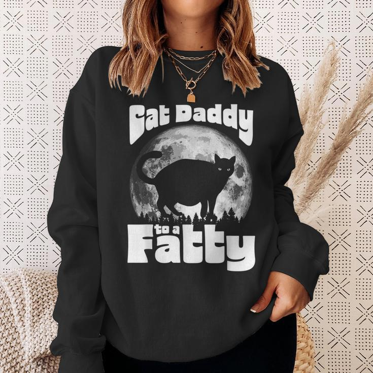 Cat Daddy To A Fatty Funny Vintage Full Moon & Chonk Dad Sweatshirt Gifts for Her