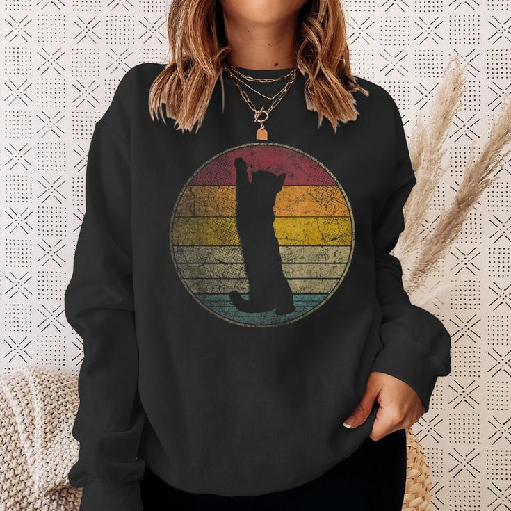 Cat Fur Mom Dad Vintage Distressed Retro Silhouette Sweatshirt Gifts for Her