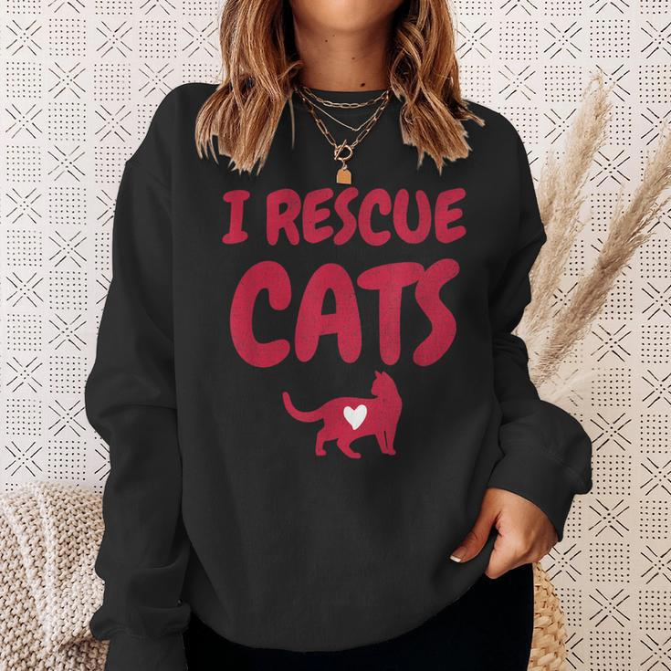 Cat Rescuer Design I Rescue Cats Animal Foster Carer Gift Men Women Sweatshirt Graphic Print Unisex Gifts for Her
