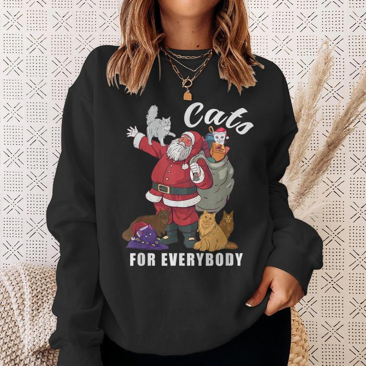 Cats For Everybody Weihnachtskatze Lustiges Weihnachtsmann Sweatshirt Geschenke für Sie