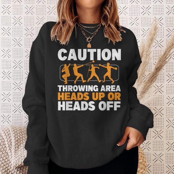 Caution Throwing Area Shot Put Track And Field Thrower Sweatshirt Gifts for Her