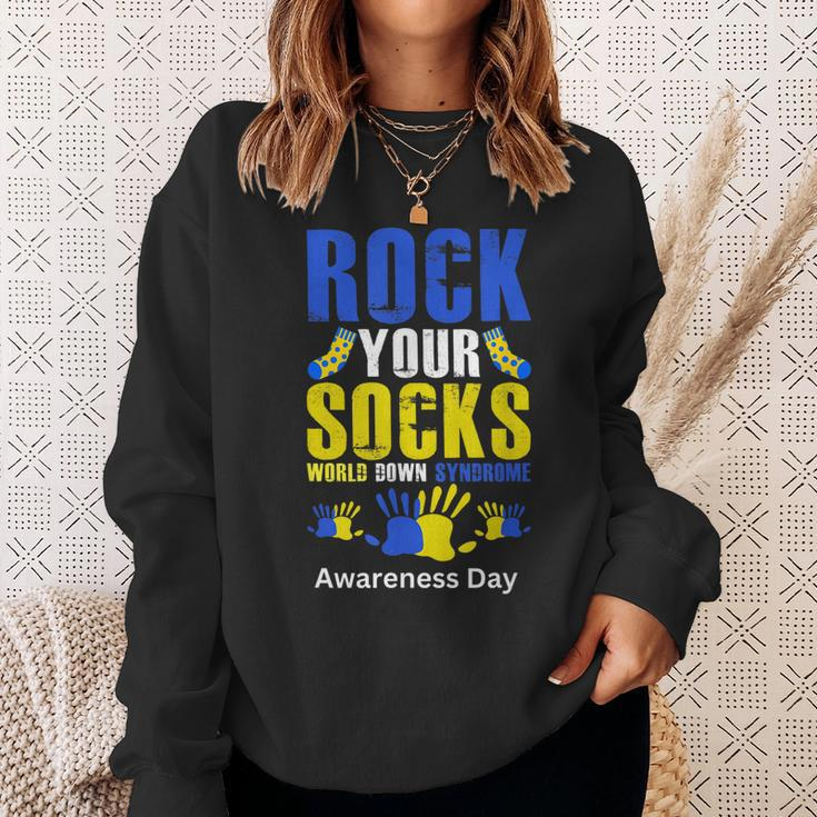 Celebrate Rock Your Socks World Down Syndrome Awareness Day Sweatshirt Gifts for Her