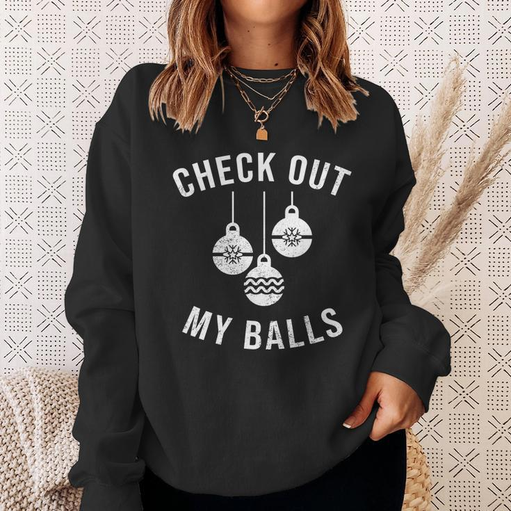 Checkout Out My Balls Funny Xmas Christmas Sweatshirt Gifts for Her