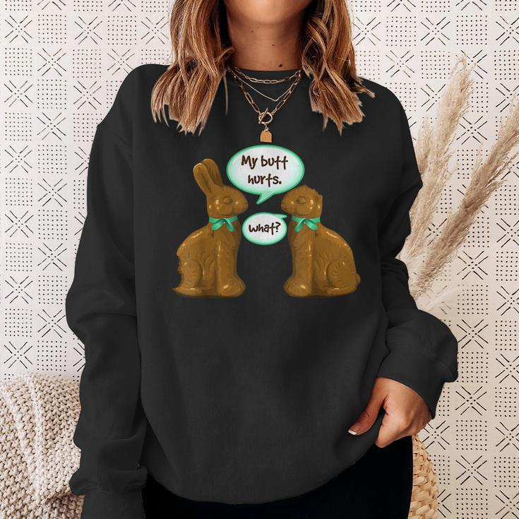 Chocolate Bunny Easter Basket Funny Ns Gift My Butt Hurts Sweatshirt Gifts for Her