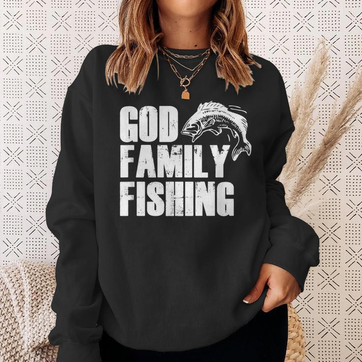 Christian Fisherman Gift God Family Fishing Men Dad Vintage Sweatshirt Gifts for Her