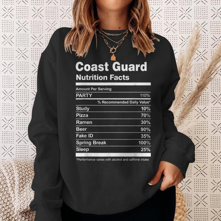 Coast Guard Nutrition Facts College University Sweatshirt Gifts for Her