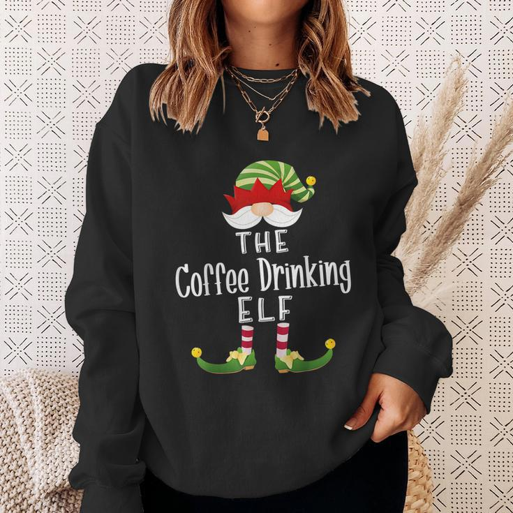 Coffee Drinking Elf Group Christmas Funny Pajama Party Sweatshirt Gifts for Her