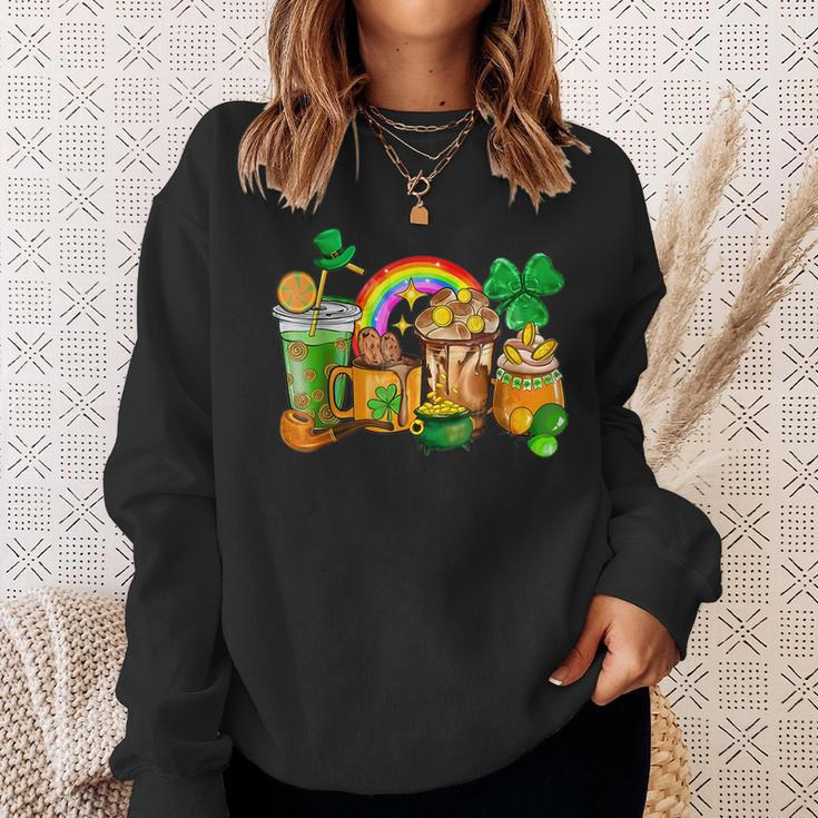 Coffee Lucky Latte Green Irish Shamrock St Patricks Day Sweatshirt Gifts for Her