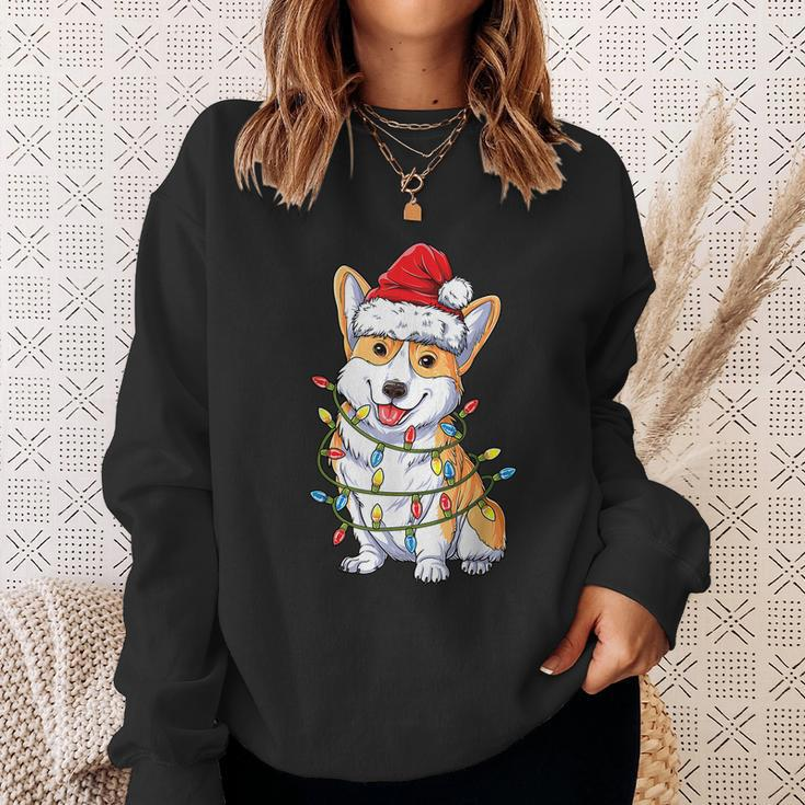 Corgi Santa Christmas Tree Lights Xmas Boys Men Corgmas Dog Tshirt Sweatshirt Gifts for Her