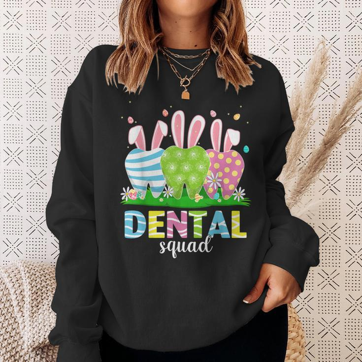 Cute Dentist Tooth Bunny Easter Eggs Dental Squad Easter Sweatshirt Gifts for Her