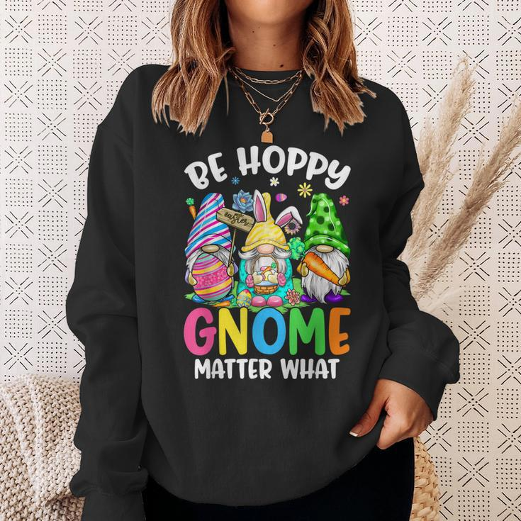 Cute Easter Be Happy Gnome Matter What Spring Easter Bunny Sweatshirt Gifts for Her