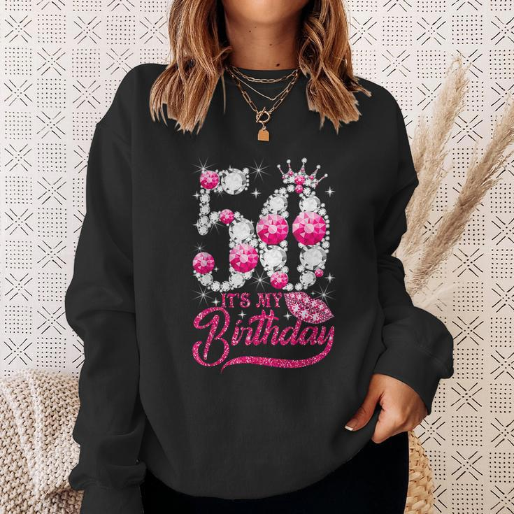 Cute Gift Its My 50Th Birthday Queen 50 Years Old Shoes Crown Diamond Funny Gif Sweatshirt Gifts for Her