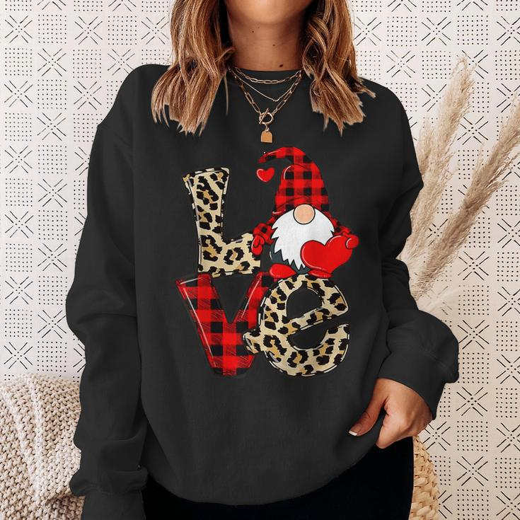 Cute Gnomes Valentines Love Leopard Plaid Couple Matching V4 Sweatshirt Gifts for Her