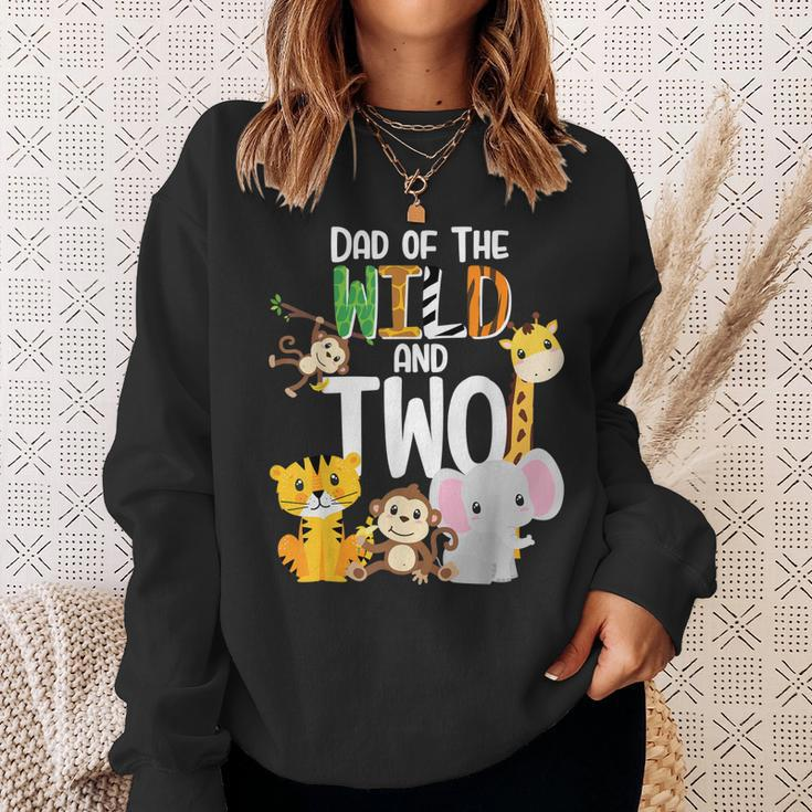 Dad Of The Wild And Two Zoo Theme Birthday Safari Jungle Sweatshirt Gifts for Her
