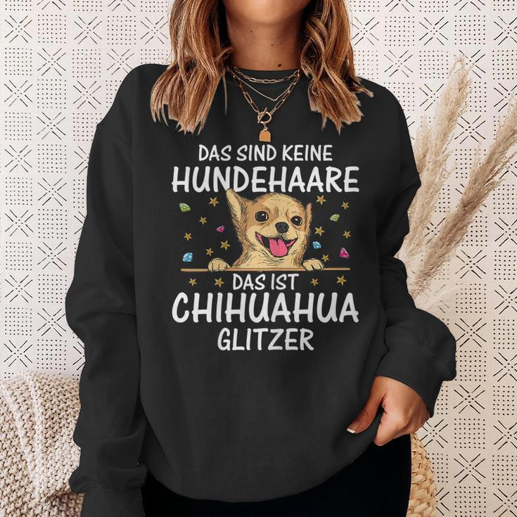 Damen Chihuahua Glitzer Sweatshirt, Süßer Welpen Spruch für Hundehalter Geschenke für Sie