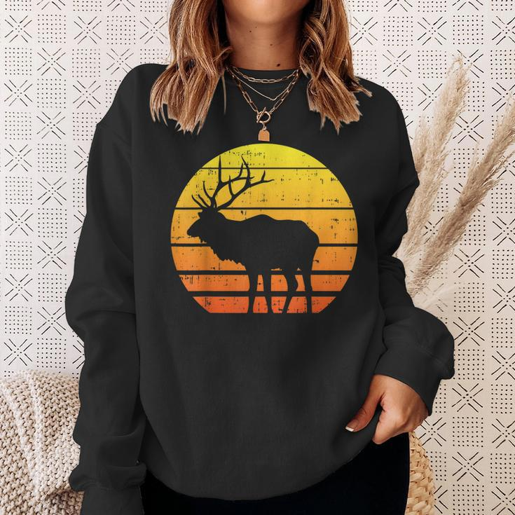 Deer Sunset Elk Buck Hunting Archery Hunter Archer Gift Men Women Sweatshirt Graphic Print Unisex Gifts for Her