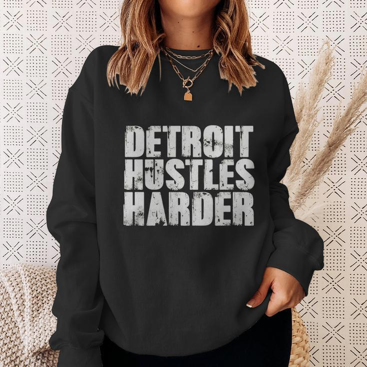 Detroit Hustles Harder T-Shirt Detroit Shirt 2 Men Women Sweatshirt Graphic Print Unisex Gifts for Her