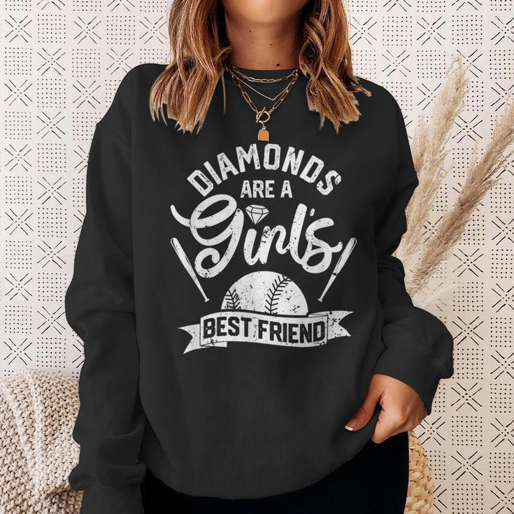 Diamonds Are A Girls Best Friend Softball Baseball Girl Love Sweatshirt Gifts for Her