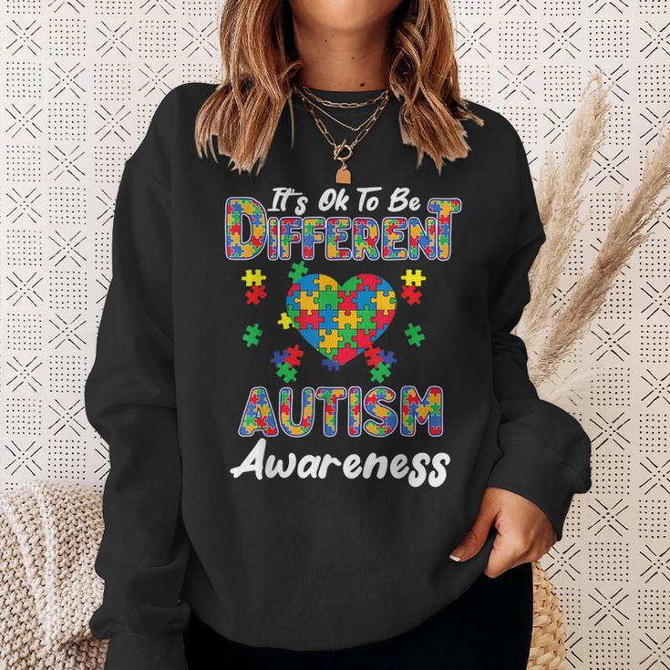 Different Autism Awareness Month Heart Puzzle Pieces Women Sweatshirt Gifts for Her