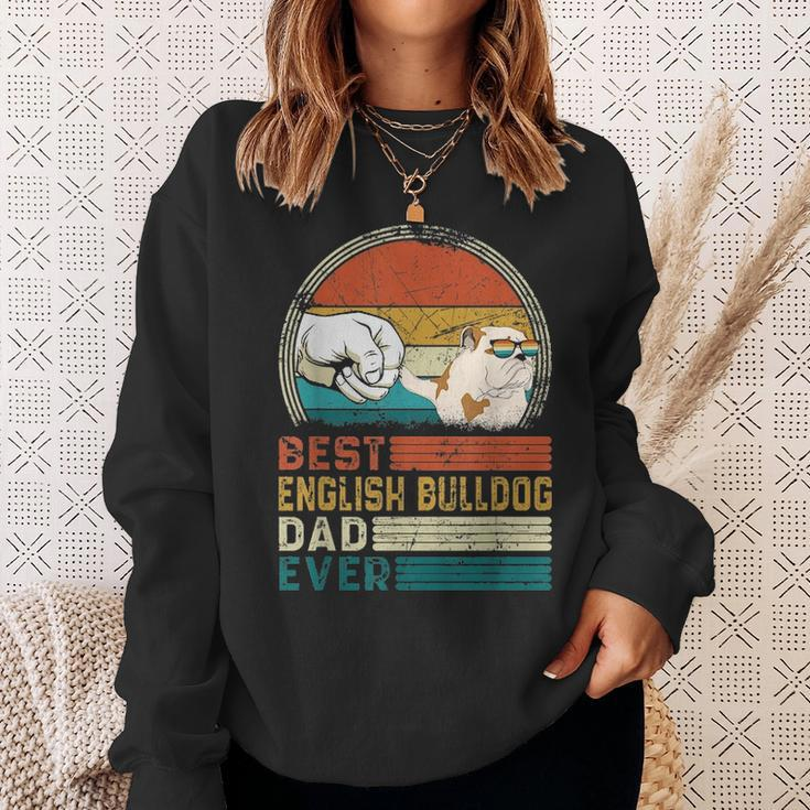 Distressed Best English Bulldog Dad Ever Fathers Day Gift Sweatshirt Gifts for Her