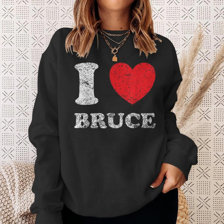 Distressed Grunge Worn Out Style I Love Bruce Sweatshirt Gifts for Her